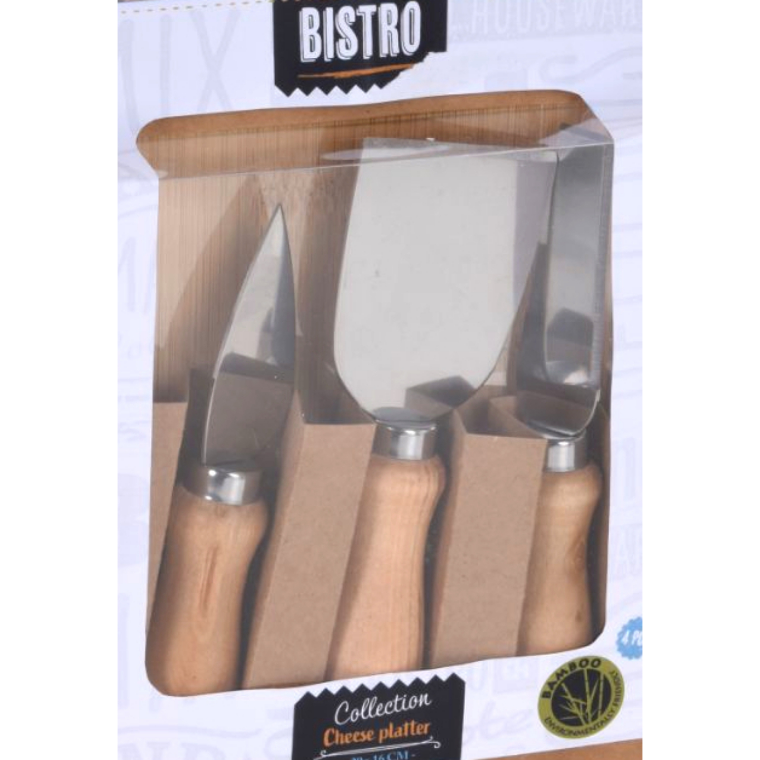 Excellent Houseware Bistro Kaasplank Bamboe Met 3 Messen 26 X 19 Cm 2 Excellent Houseware Bistro Kaasplank Bamboe Met 3 Messen 26 X 19 Cm - Afbeelding 2