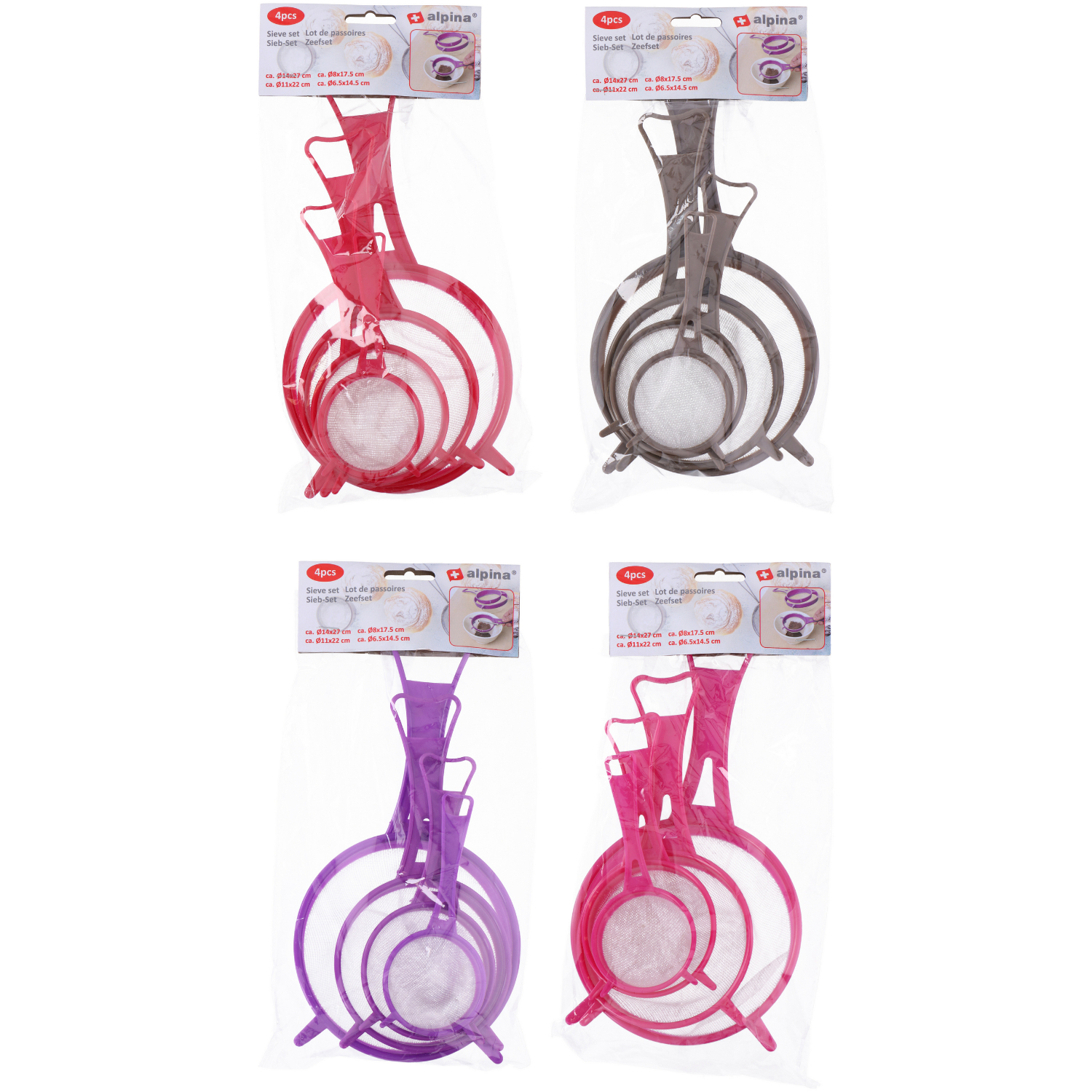 Alpina Zeefset 4-delig Kunststof Assorti Kleuren 1 Alpina Zeefset 4-delig Kunststof Assorti Kleuren