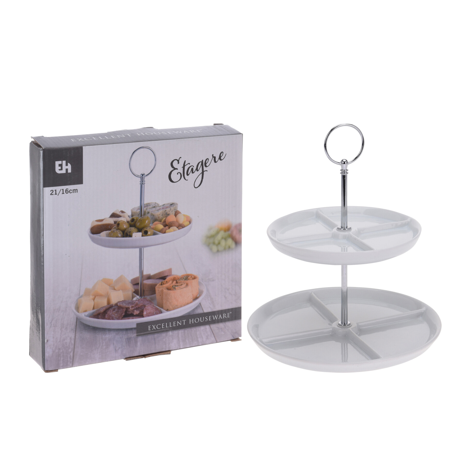 Excellent Houseware Etagere 2-laags Porselein 3 Excellent Houseware Etagere 2-laags Porselein - Afbeelding 3
