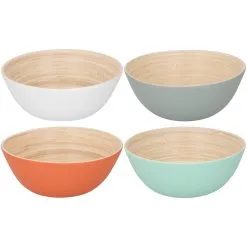 Merkloos Bamboe Schaal Ø17 X 7 Cm 4 Assorti -Keukenapparatuur Winkel 101 9162 1