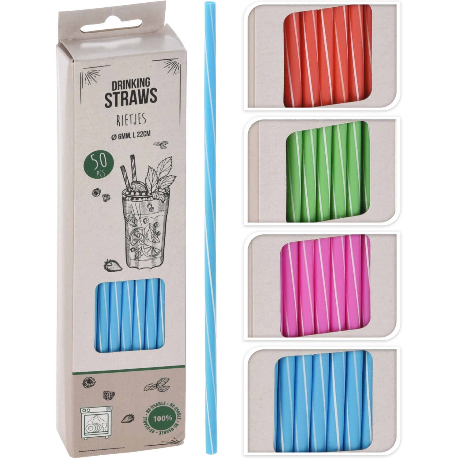Rietjes Plastic 50 Stuks Assorti Kleur 3 Rietjes Plastic 50 Stuks Assorti Kleur - Afbeelding 3